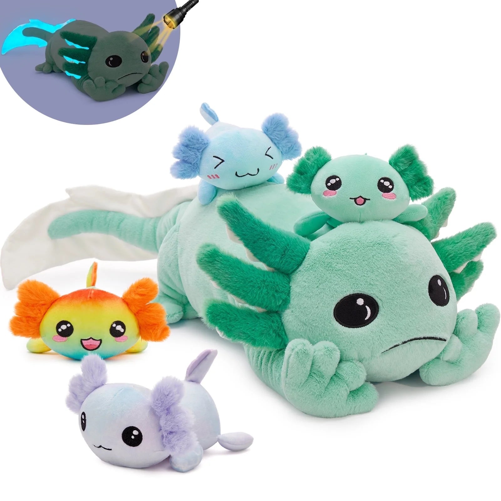 31.89in Giant Glow in the Dark Axolotl Plushie