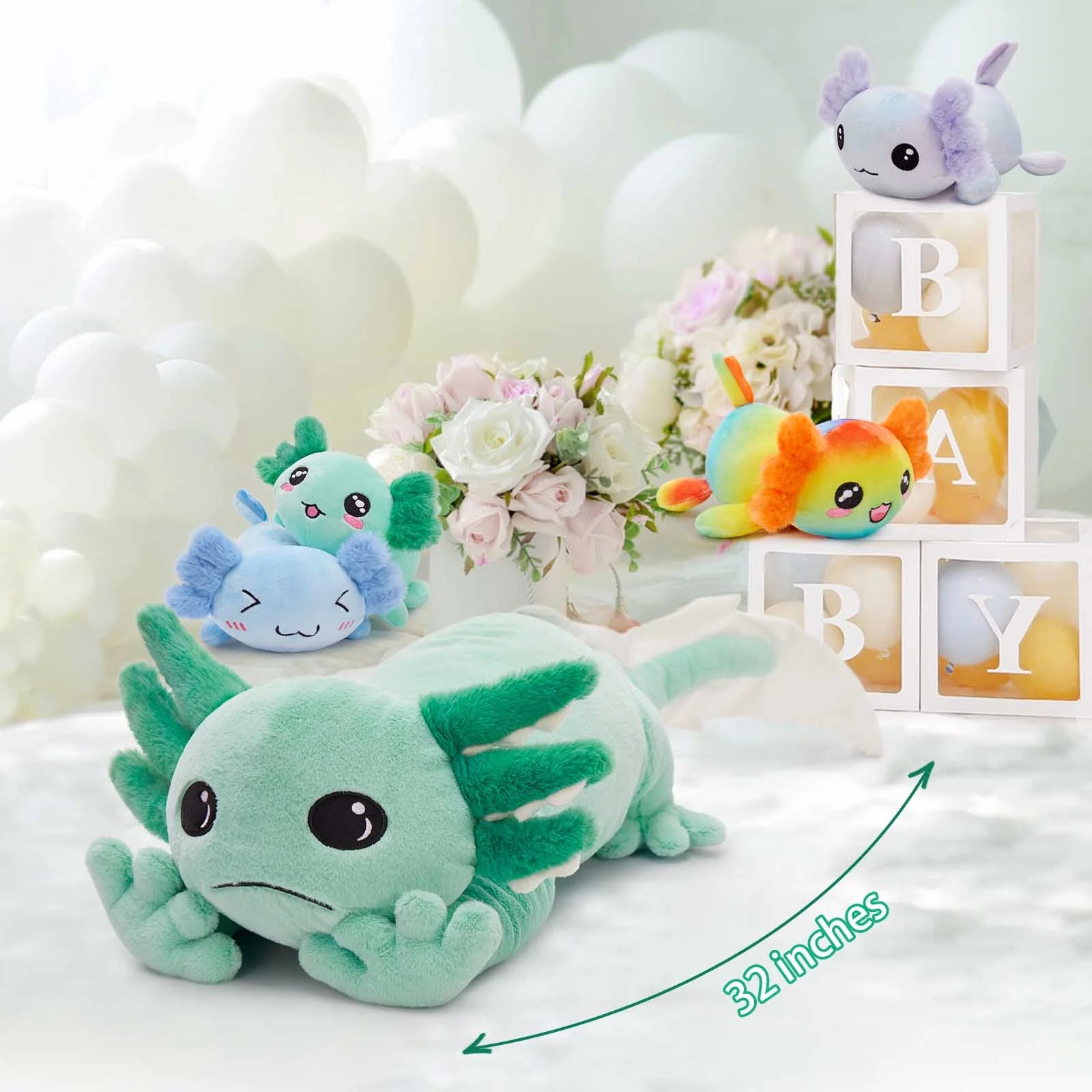 31.89in Giant Glow in the Dark Axolotl Plushie