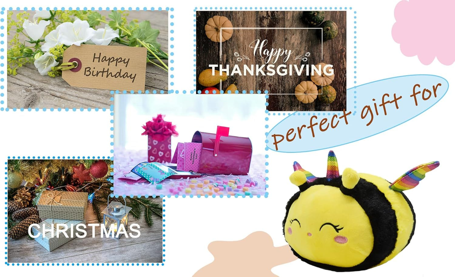 10in Cuddly Unicorn Bee Plushie with Rainbow Wings