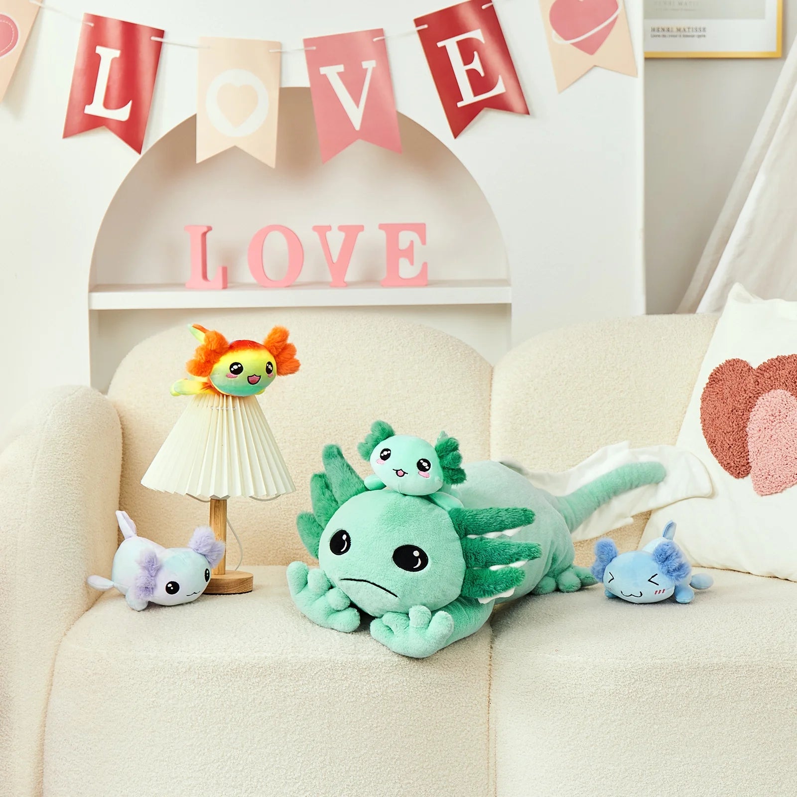 31.89in Giant Glow in the Dark Axolotl Plushie 