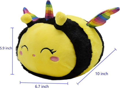 10in Cuddly Unicorn Bee Plushie with Rainbow Wings 