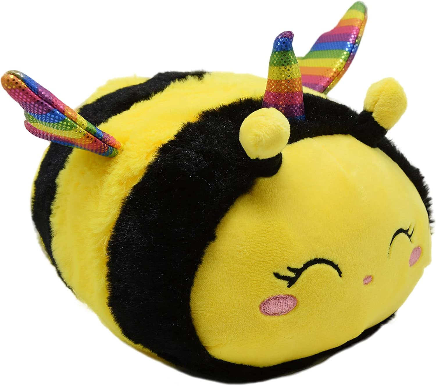 10in Cuddly Unicorn Bee Plushie with Rainbow Wings 