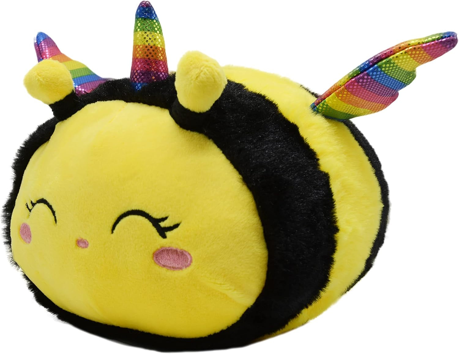 10in Cuddly Unicorn Bee Plushie with Rainbow Wings 