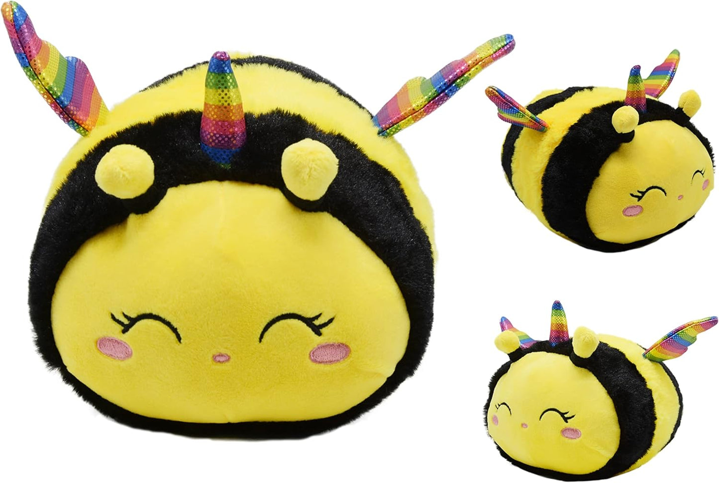 10in Cuddly Unicorn Bee Plushie with Rainbow Wings 